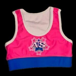 Vibrant Pink and Blue Racerback Tank Top gymnastics sports bra